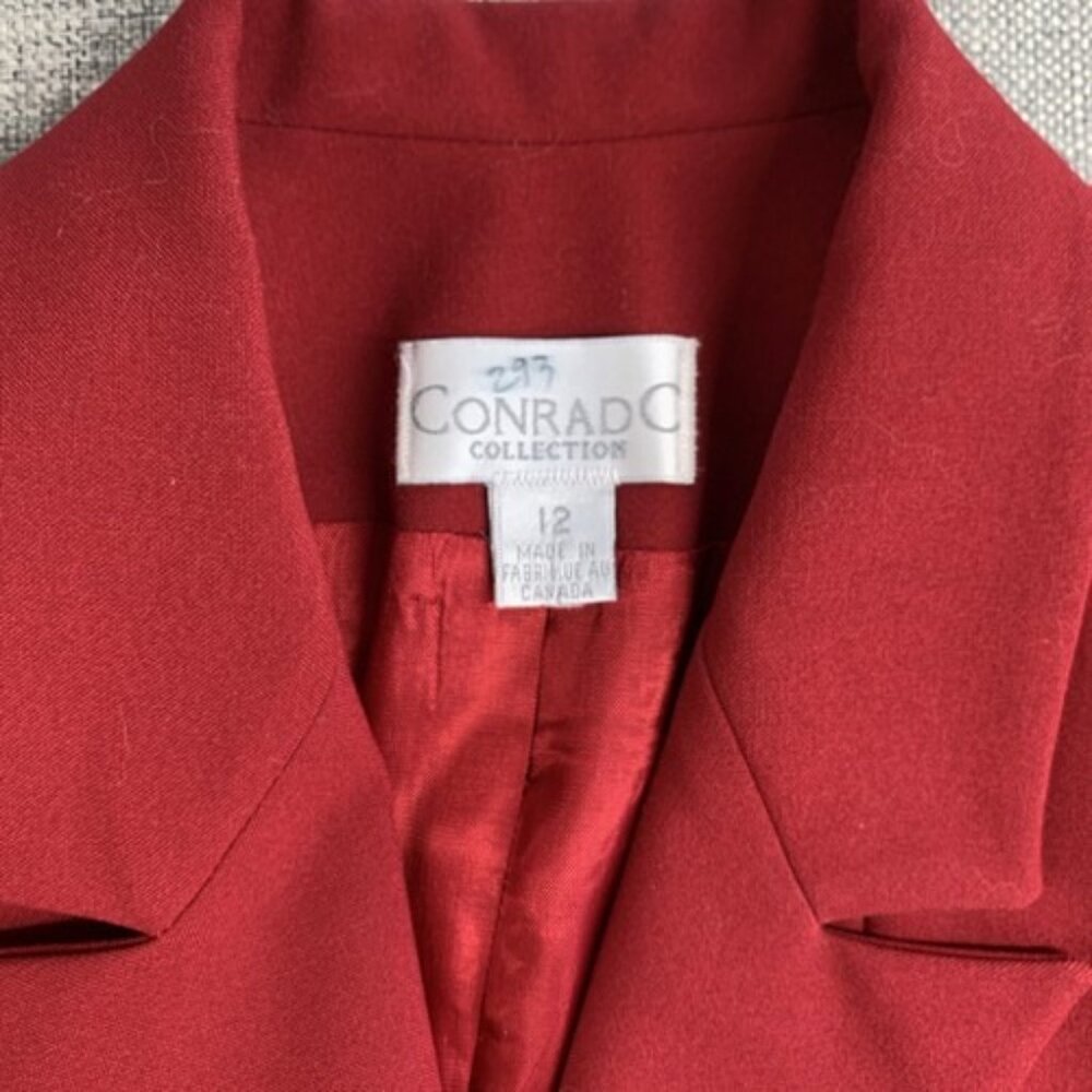 Vintage Conrad C Collection Two Piece Burgundy Skirt Suit 12 Made in Canada - Picture 4 of 16